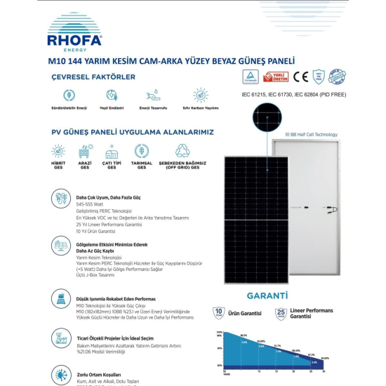 Gazioğlu Solar 550W HALF CUT MONOKRISTAL GÜNEŞ PANELİ