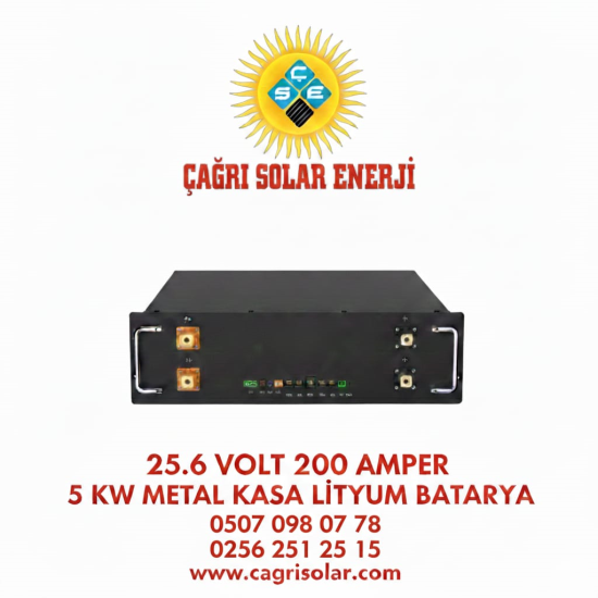 LİFEPO4 AKÜ 25,6 VOLT 200AH LİTYUM BATARYA ÇAĞTÜRK MARKA 5120 WATT - 2 YIL GARANTİ