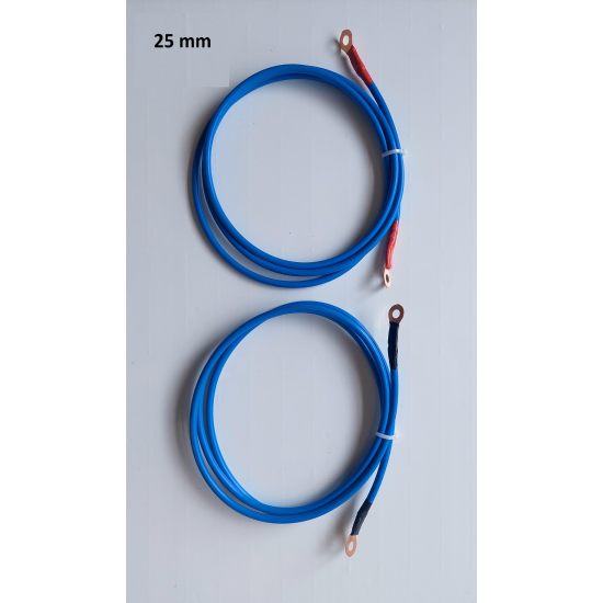 Akü kablosu 16mm bakır pabuçlu 1-er metre artı ve eksi