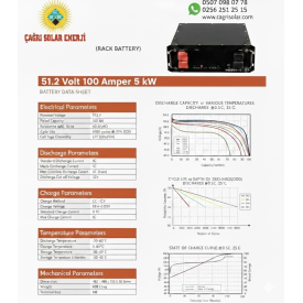 LİFEPO4 AKÜ 51,2 VOLT 100AH LİTYUM BATARYA ÇAĞTÜRK MARKA 5KW - 2 YIL GENEL GARANTİ 4 YIL HÜCRE GARANTİSİ